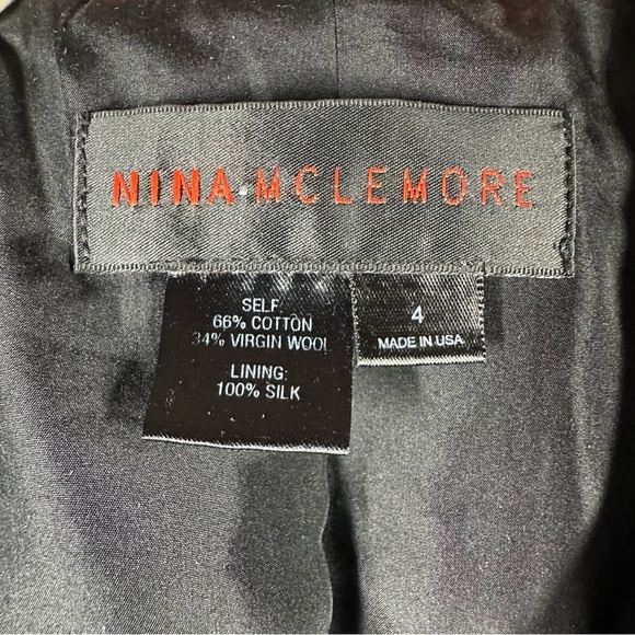 Nina McLemore Blazer Jacket Women's 4 Navy‎ Cotton Wool Blend Silk Lining Career - Picture 4 of 7